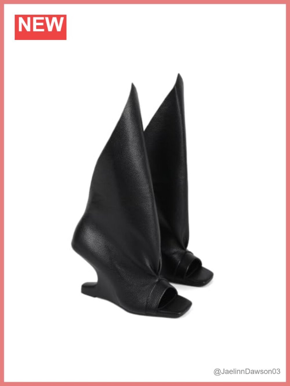 Black Open Toe Ankle High Heel Boots PU Wedge Punk Booties for Women
